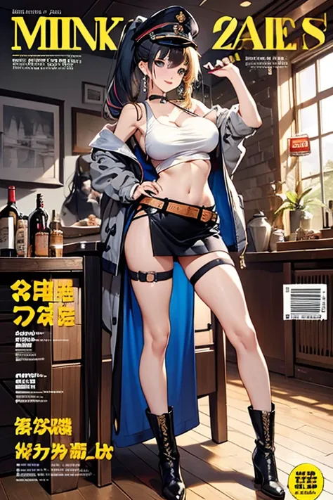 (masterpiece:1.2), (military uniform magazine cover:1.4),best quality,pixiv,sweet girl , sexy posture,1girl, (perky chest:1.2), ...