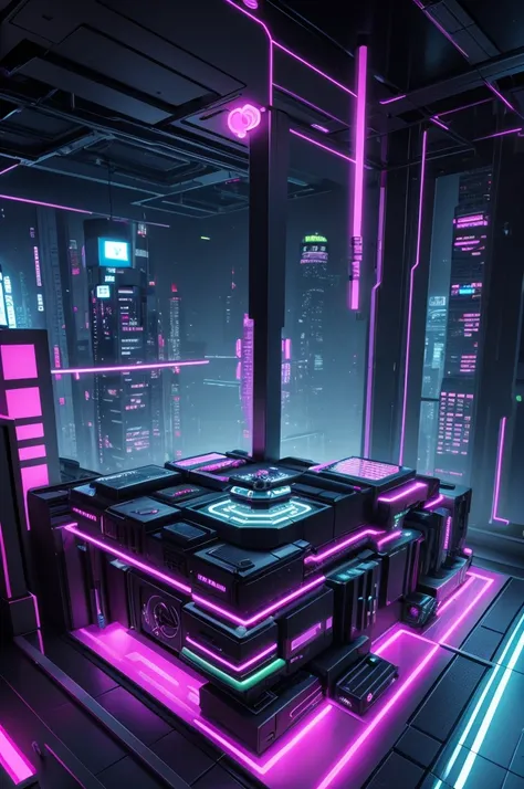 create a cyberpunk and roblox themed room
