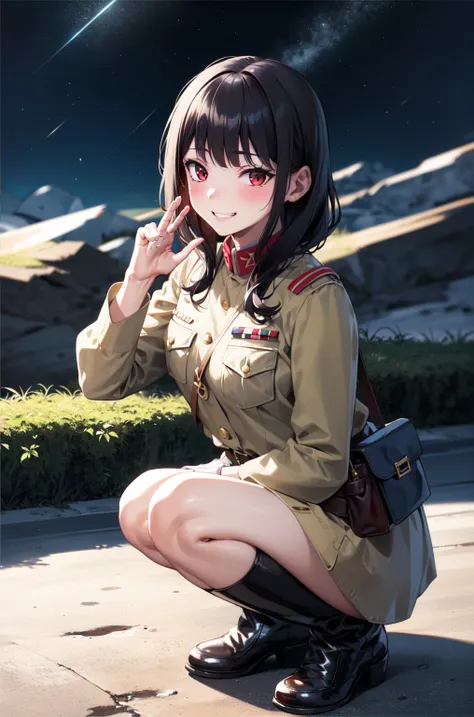 masterpiece, highest quality, absurd, high resolution, very detailed, one girl, alone, cowboy shot, ((ija taisho, khaki uniform,...