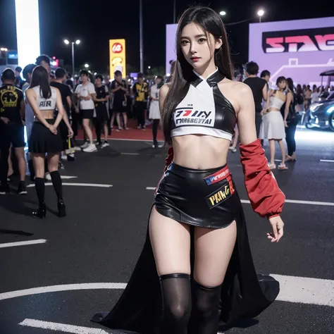 cool woman、colorful costumes、f1 driver cosplay、colorful costumes、clothing with company logo、grid girlsのカラフルで派手な衣装、grid girls、per...