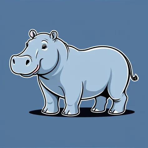 cute hippopotamus, illustration, vector graphics, strong contours
