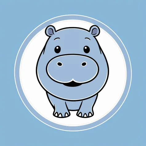 cute hippopotamus, illustration, vector graphics, strong contours
