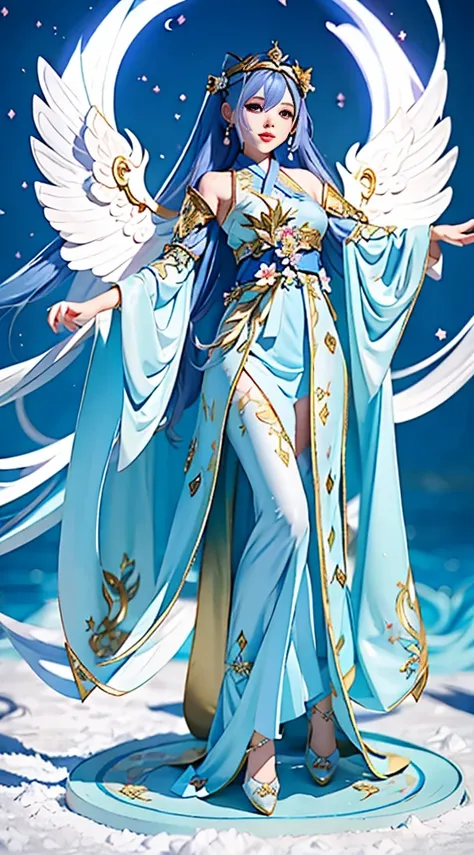 Close-up of a woman in costume on stage, Whole body xylose, Beautiful celestial mage, a stunning young ethereal figure, beautiful fantasy empress, astral witch clothes, shaxi, flowing magical robe, white hanfu, xianxia fantasy, Belle Delphine, Ethereal fan...