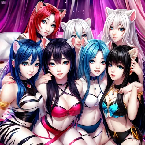 4 girls white tigers kpop group ((animal))