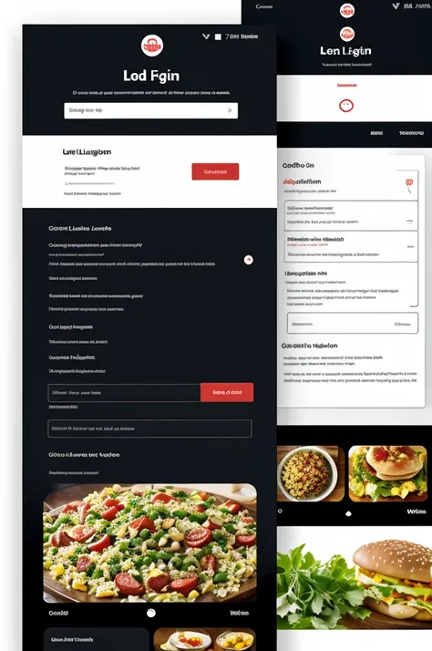 Interface design for login and registration of a food website 