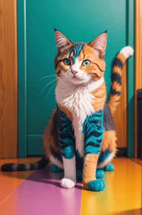 A colorful cat