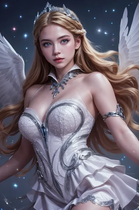 a beautiful young woman, odette from mobile legends, elegant ballet dancer, long flowing white dress, graceful poses, enchanting...