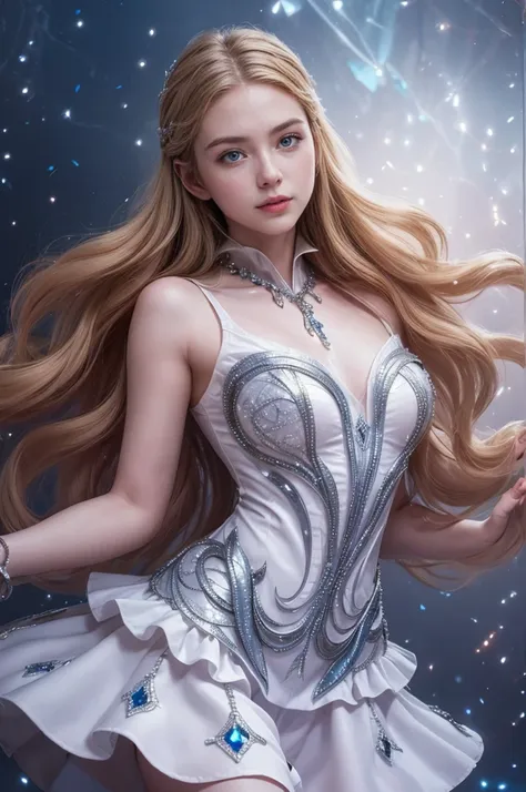 a beautiful young woman, odette from mobile legends, elegant ballet dancer, long flowing white dress, graceful poses, enchanting...