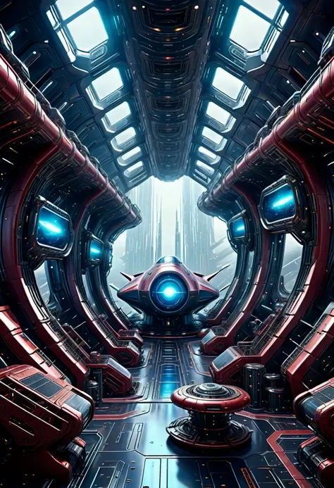 a high quality professional image of stress on the starship, hyper detailed, neodada aesthetic, 8k resolution, futuristic, interior scene, dramatic lighting, intricate machinery, chaotic atmosphere, dynamic composition, metallic surfaces, digital art, abst...