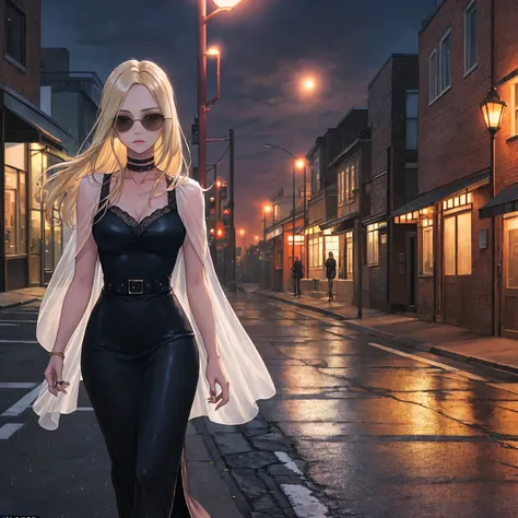 Setting: Atmospheric Street Background (Think bustling city street at night with neon lights and rain, a foggy alleyway, or a deserted highway at dusk) - Choose the specific atmosphere you desire. Character: Appearance: Ultra Quality - High level of detail...