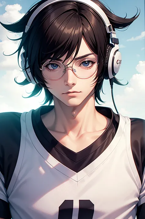 Ren Amamiya Persona,Boy Anime,football uniform, glasses, headphones on head