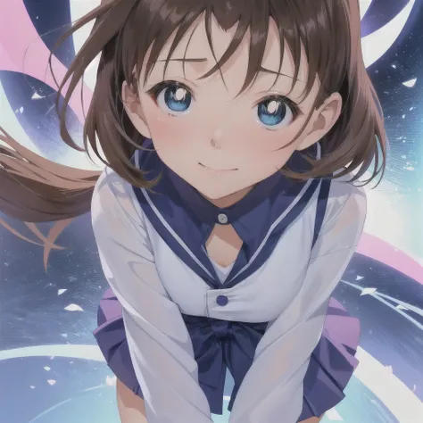 青いシーツと枕のあるベッドの上で裸のAnime Girls, With cute eyes, 魅惑的なAnime Girls, Beautiful and attractive anime teen, Short brown hair and big eyes, , White Cheeks, Cute girl anime visuals, Pretty and kind eyes, close range, Anime Girls, 魅力的なAnime Girls, かわいいAnime Girls, N...