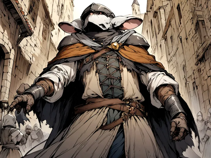 a humanoid mouse wearing medieval clothes