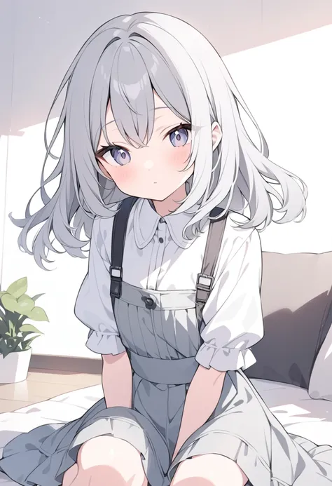 Cute gray haired beautiful girl