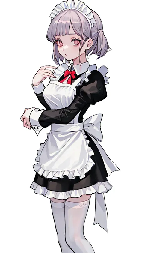 The girl in the picture is wearing a maid outfit