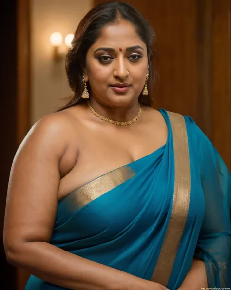 50yo mature MILF Anushka Shetty,((best quality)), ((masterpiece)), ((realistic)), eye kajal, mascara, red lips, sensual Beauty, mommy,  full figured mommy, provoking body, extreme sweat, sweat soaked skin, slight stretch marks, alluring figure,  bulging fi...