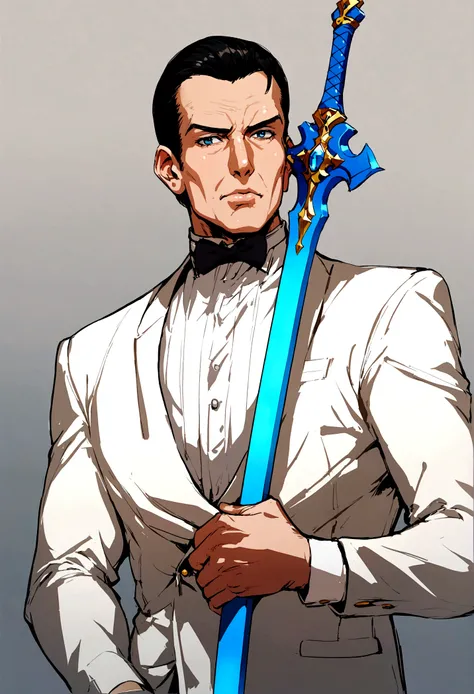 The man with the bright blue sword 