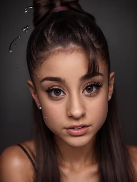 (whole body award-winning photograph of a 19 year old Ariana Grande), immensely intense loud cheering from strongest deepest orgasm excitement, extremely beautiful magnetic libidinous eyes, eye-contact with viewer playfully begging him to penetrate her aro...