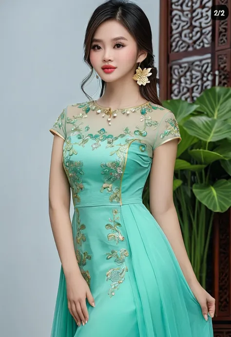 ((high quality:1.2)), work of art, (8k), extremely detailed, ((High detail:1.2)), ((best resolution:1.4)), Solo, 24 years old Vietnamese female, (dress) , 