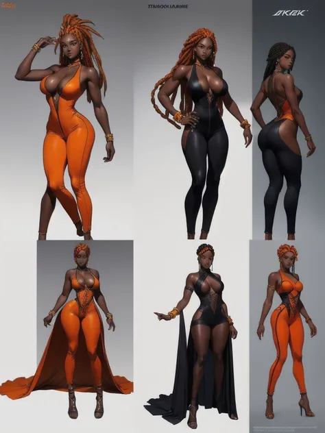 ((best quality)), ((4k)), ((highres)), ((masterpiece:1.2)). ((detailed)), ((ultra realistic)), ((intricate details)), ((full body picture)), ((character design sheet)), a full body picture of a beautifull Ebony skinned female, black woman, dark skin, ebony...