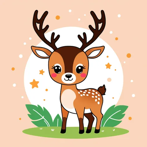 cute deer, illustration, vector graphics, strong contours
