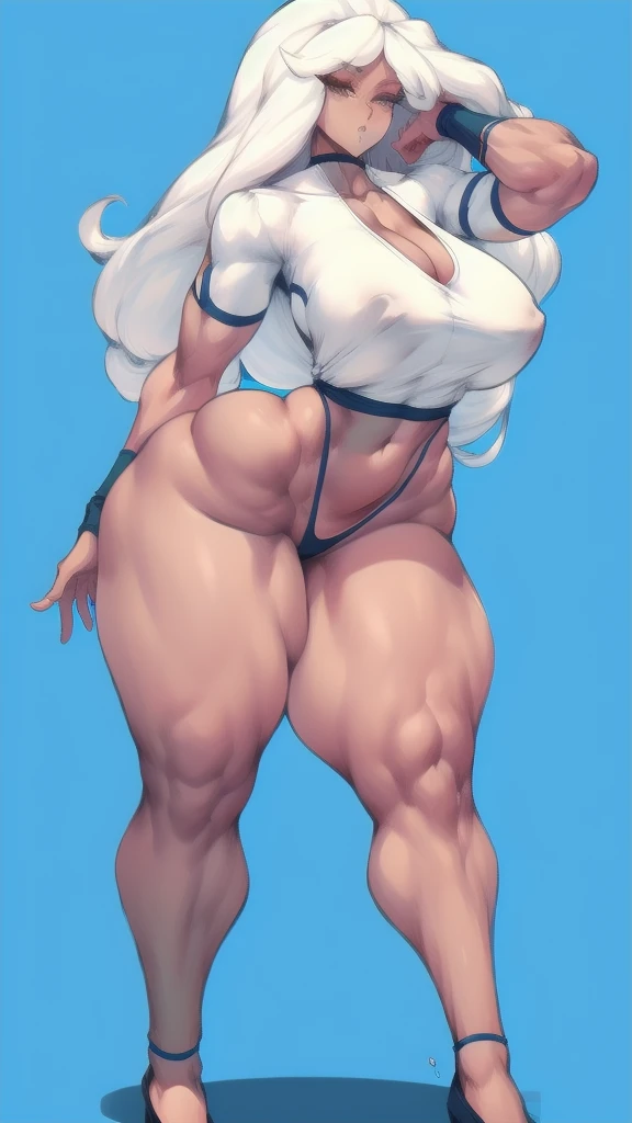 (full body), full body in image, full clothed, pearl from steven universe, full woman, full body, long hair, female body, curvy body, thicc body, big thighs, voluptuous body, full thick body, dynamic pose, curve body, detailed pose, body, simple background...