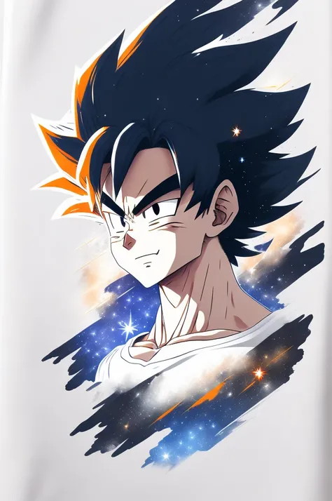 Son Goku, Starry sky, White background, t shirt design, rzminjornada, vectorial art