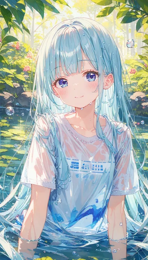 masterpiece, best quality, extremely detailed, (illustration, official art:1.1), 1 girl ,(((( light blue long hair)))), ,(((( light blue long hair)))),light blue hair, , long hair ((blush)) , cute face, big eyes, masterpiece, best quality,(((((a very delic...