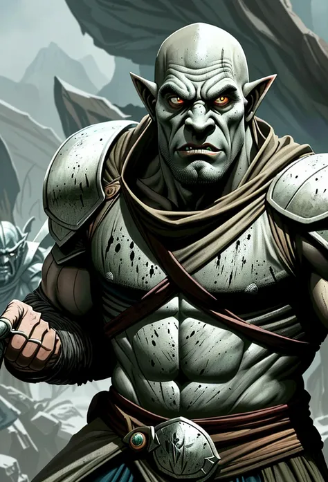 The scene begins with the armies of orcs and elves in opposing positions, ready for combat. The orcs, large and strong, wear leather armor and wield axes and swords, while the elves, more slender and elegant, wear light cloth armor and carry bows and spear...