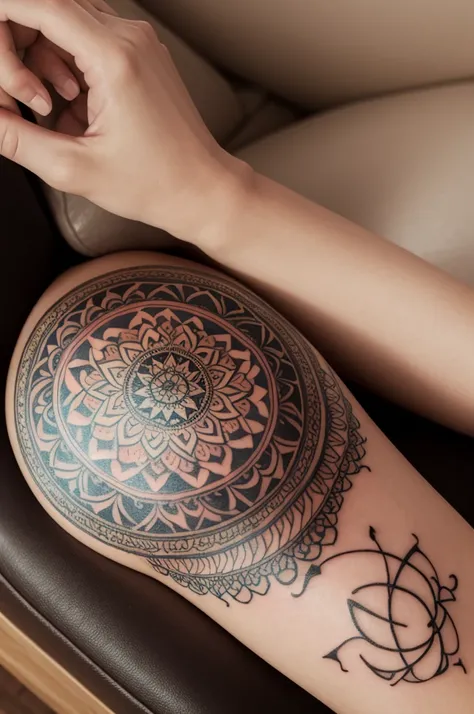 A mandala-shaped tattoo of the little prince 