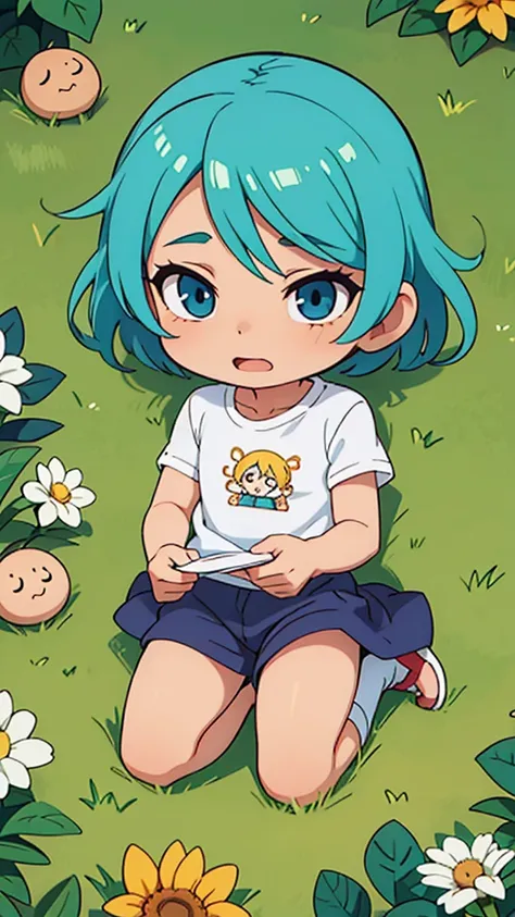 chibi  anime boy 4 years  laying on the ground with his head on his hands, cute anime, menino anime, cabelo loiro olhos azuis, olhos azuis e cabelos loiros, Cabelo loiro e olhos azuis, garoto fofo, anime chibi, menino loiro, cabelo loiro olhos azuis, menin...