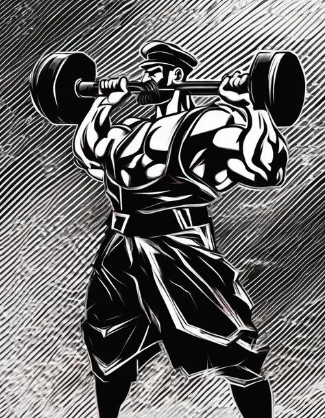 cinematic photo sailor popeye faithful to the work, lifting a big dumbbell as a bodybuilding athlete, highlighting your chin and...