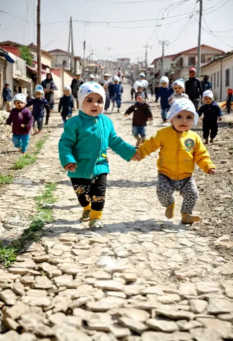 Türbanli kiz daracik tayt giymiş sokakta bebek arabası gezdiriyor.arkadan çekim 