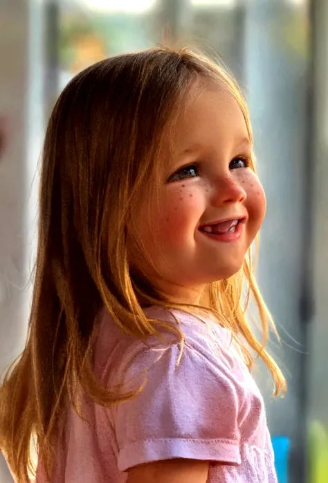 there is one who is smiling and holding a toothbrush, Four years old, beautiful and smiling, 4 anos, cute Youngh girl, rosy cheeks with freckles, she is smiling and excited, smiling girl, she is smiling and happy, portrait Youngh girl, Youngh girl, ellie v...