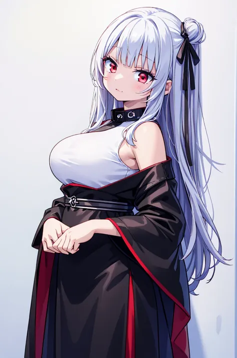 extremely detailed, masterpiece, high resolution, black , deep sharp red eyes, sharp face, cold, beautiful, long white hair, sex...