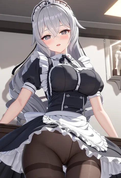 masterpiece, Highest quality, Perfect functionality, Intricate details, Ray Tracing, figure,One girl, Bronya Zajczyk, alone, Maid, Maid headdress, Maid apron, A light smile, pantyhose, Open your mouth, blush, Part your lips, View your viewers, Cowboy Shot,...