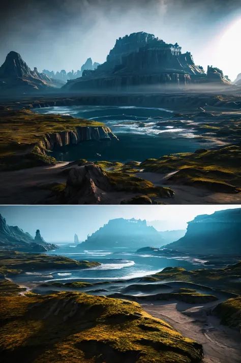 a good photo of (((concept art))) (((old fasion landscape))),8k resoultion,ultra cool,hyper realstic, scifi style,dramatic lighting, atmosphere lighting, hyper detail features, ray tracing, 3D, cinematic lighting, dark shadows, unrealistic Engine 5 renderi...