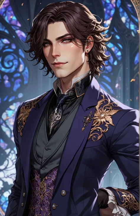 a close up of a person in a suit and, delicate androgynous prince, beautiful androgynous prince, caleb from critical role, highly detailed exquisite fanart, handsome guy in demon slayer art, highly detailed character, hyperdetailed fantasy character, hands...