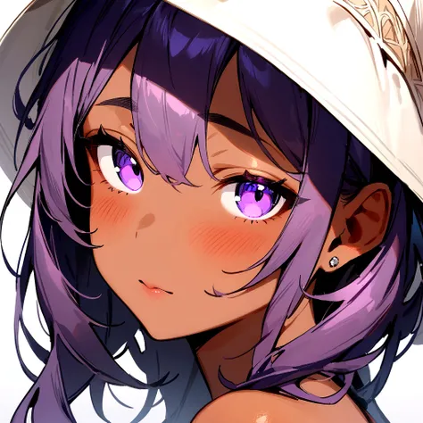 nsfw,1 girl,purple eyes,tan,portrait,masterpiece,best quality,very aesthetic,absurdres 