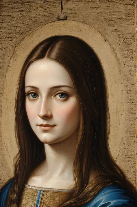 Peint moi le visage d’une femme qui serait le clone parfait du tableau Salvador mundi de Leonard de Vinci
