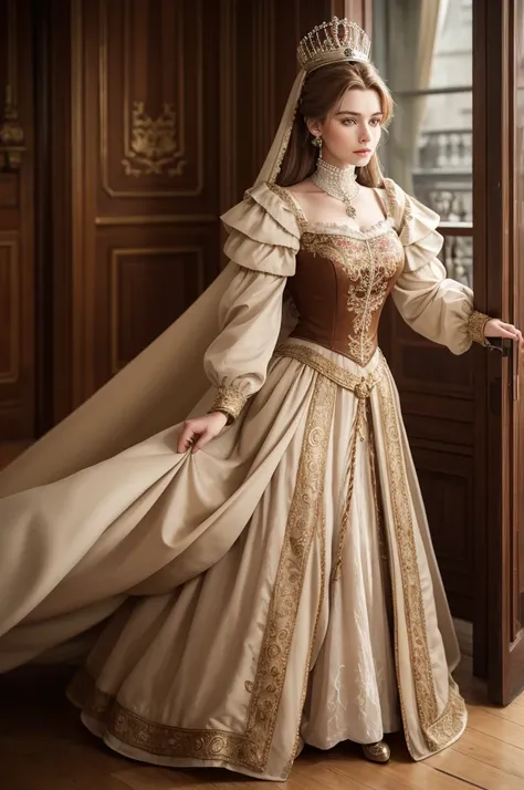 Fictional brown Polish queen in antique clothing 