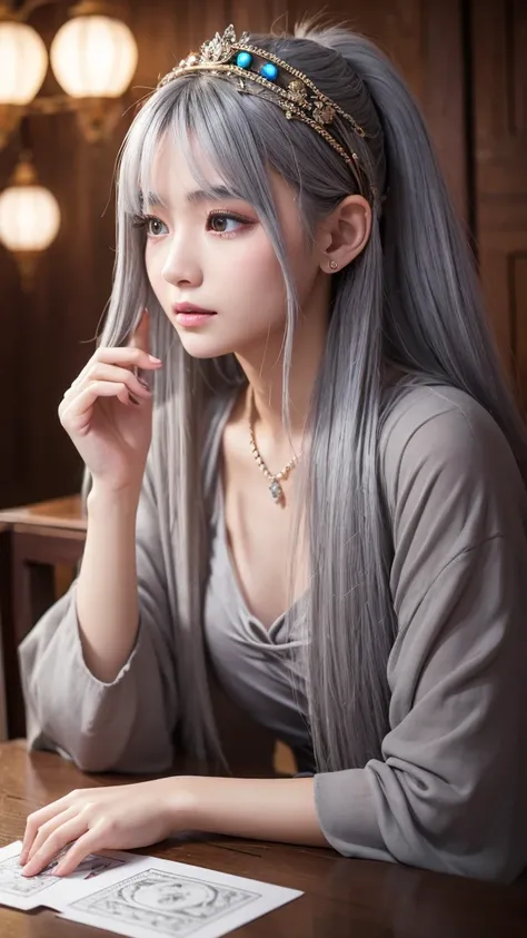 high resolution、Gray Hair、young woman、fortune teller、Temple