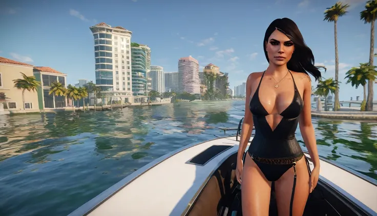 A high-speed boat chase through the Venetian Causeway, weaving between islands and luxury waterfront homes:1.4.
beautiful woman, gorgeous girl in erotic attire, sexy clothes., gta V style,ohwx woman, gta gameplay in miami, GTA screenshot, unreal engine 5