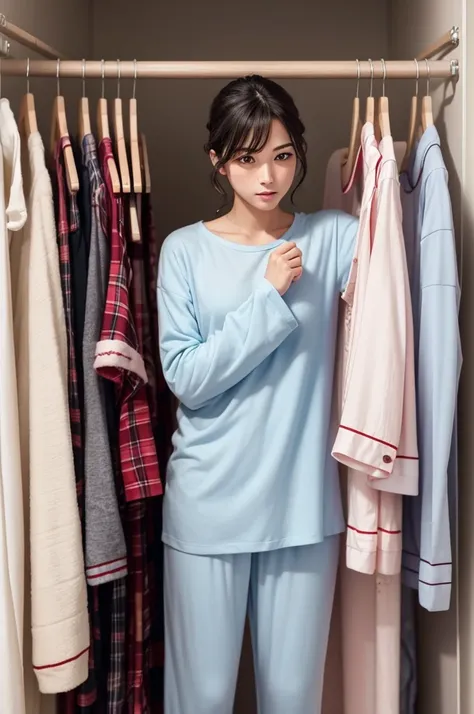 An image of one choosing in the closet, who only has pajamas, which one will you use