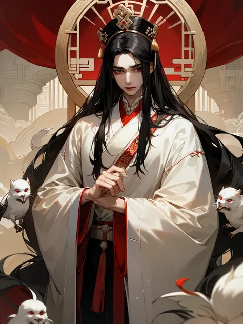 In the huge cage was a young man, a royal, with long black hair, red eyes, fair skin, and gorgeous Chinese clothing.