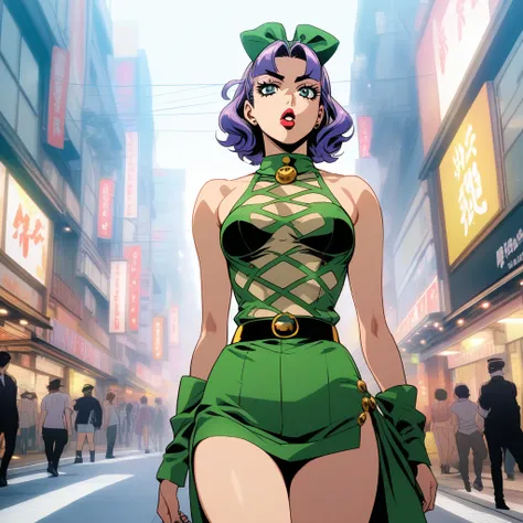 sexy anime girl standing in Tokyo, from jojos bizarre adventure #Base Model #Anime