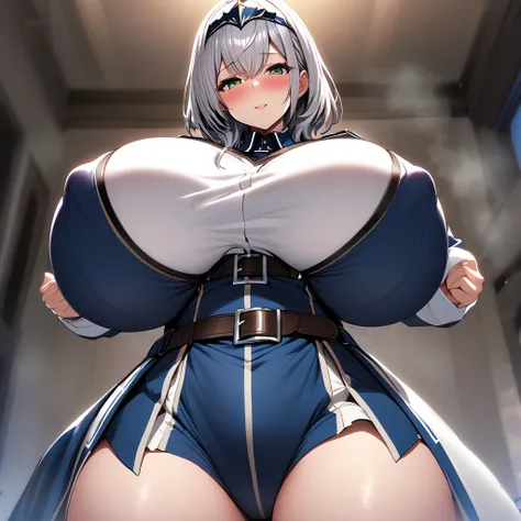 shirogane noel,1girl,solo,Females in heat,blush,super huge breasts,looking at viewer,near