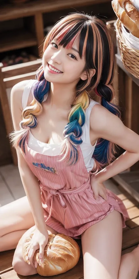 Fluid organization:1.6), 本当に野生の髪を持つ一人のbeautiful女の子, (Colorful wavy hair:1.2),( Two long braids:1.2), (Long wild hair:1.2), (Multicolored Hair: 1.9),可愛いsmile
パン屋販売スタッフ、(((Low - Angle:1.4)))、((One hand raised))、((She is wearing a colorful and pop blouse and ...