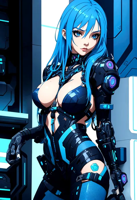 blue hair girl, cyberpunk sexy sex