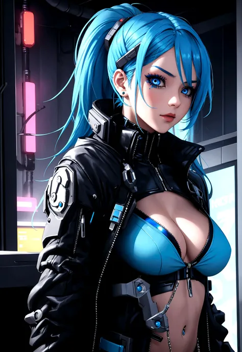 blue hair girl, cyberpunk sexy sex